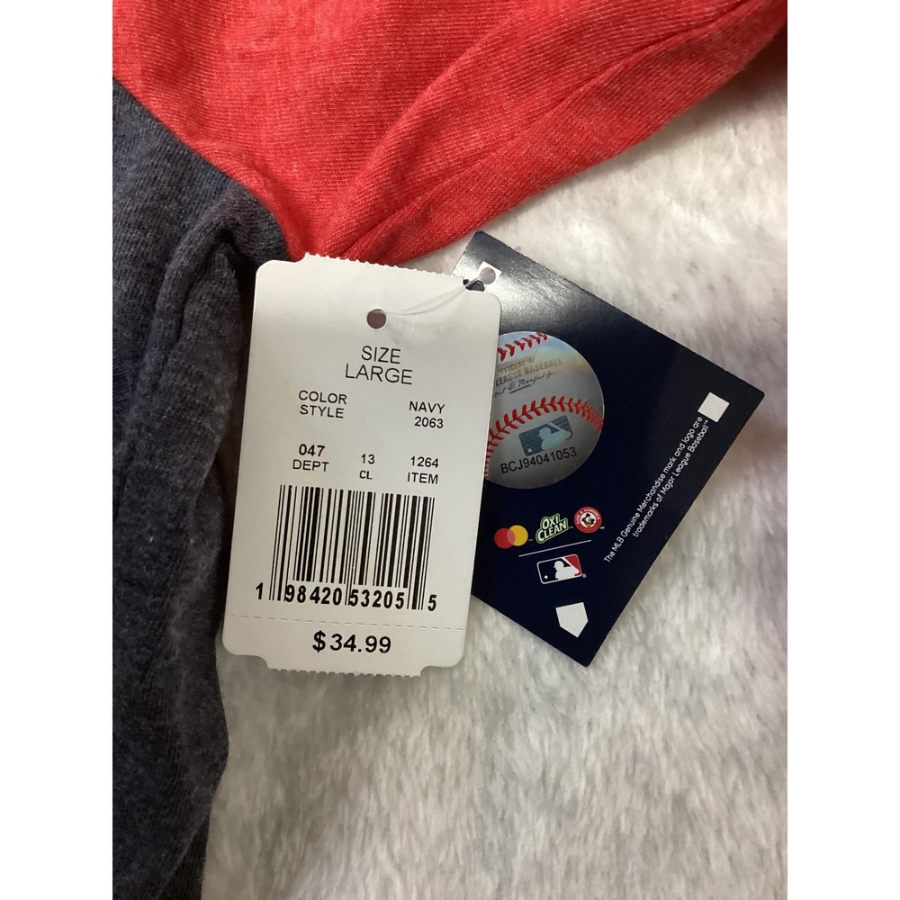 MLB Atlanta Braves Hoodie Campus Lifestyle Navy Red Raglan Large NWT 2063 - Picture 6 of 7
